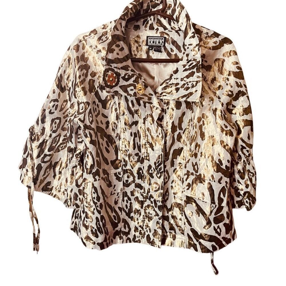 BEREK size M 100% linen 3/4 bell sleeve glam jacket.
